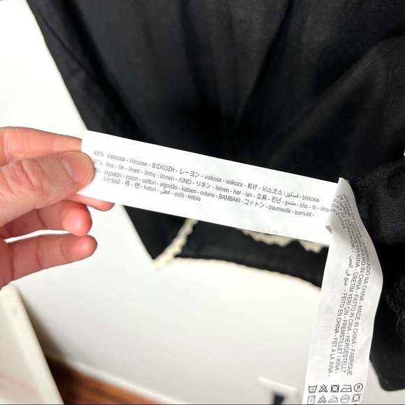 Zara Baby Doll Short Sleeve Blouse with White Embroidery Size Small - Picture 8 of 15